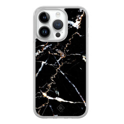 Casimoda iPhone 14 Pro hybride hoesje - Marmer zwart