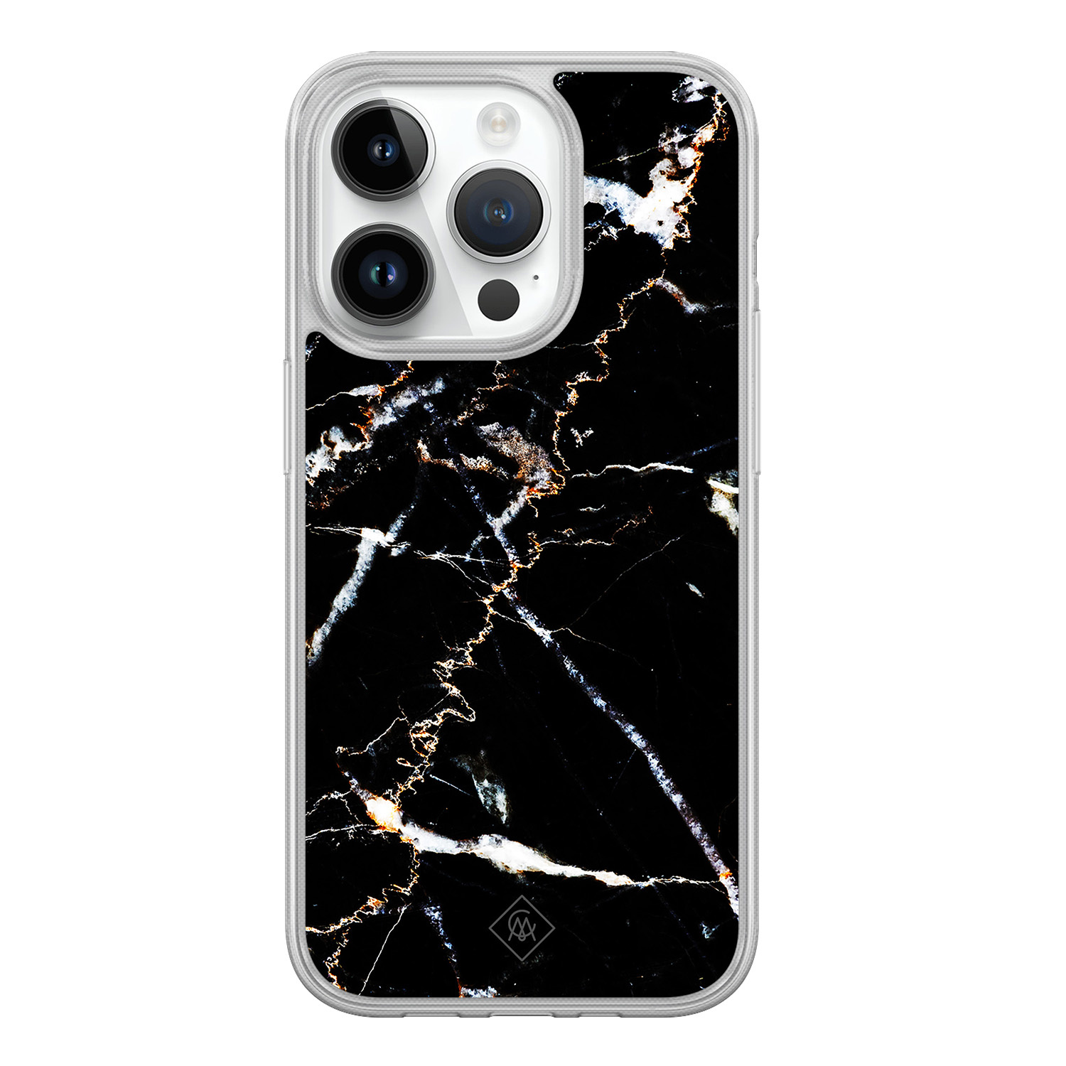 iPhone 14 Pro hybride hoesje - Marmer zwart