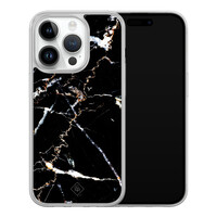Casimoda iPhone 14 Pro hybride hoesje - Marmer zwart