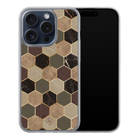 Casimoda iPhone 15 Pro hybride hoesje - Kubus groen bruin