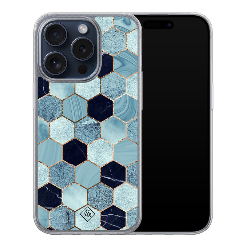 Casimoda iPhone 15 Pro hybride hoesje - Blue cubes