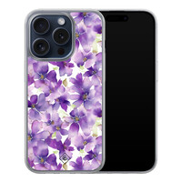Casimoda iPhone 15 Pro hybride hoesje - Floral violet