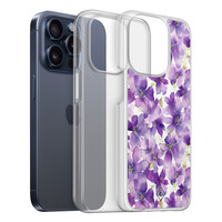Casimoda iPhone 15 Pro hybride hoesje - Floral violet