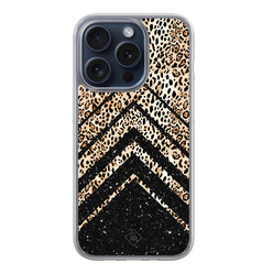 Casimoda iPhone 15 Pro hybride hoesje - Chevron luipaard