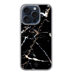 Casimoda iPhone 15 Pro hybride hoesje - Marmer zwart