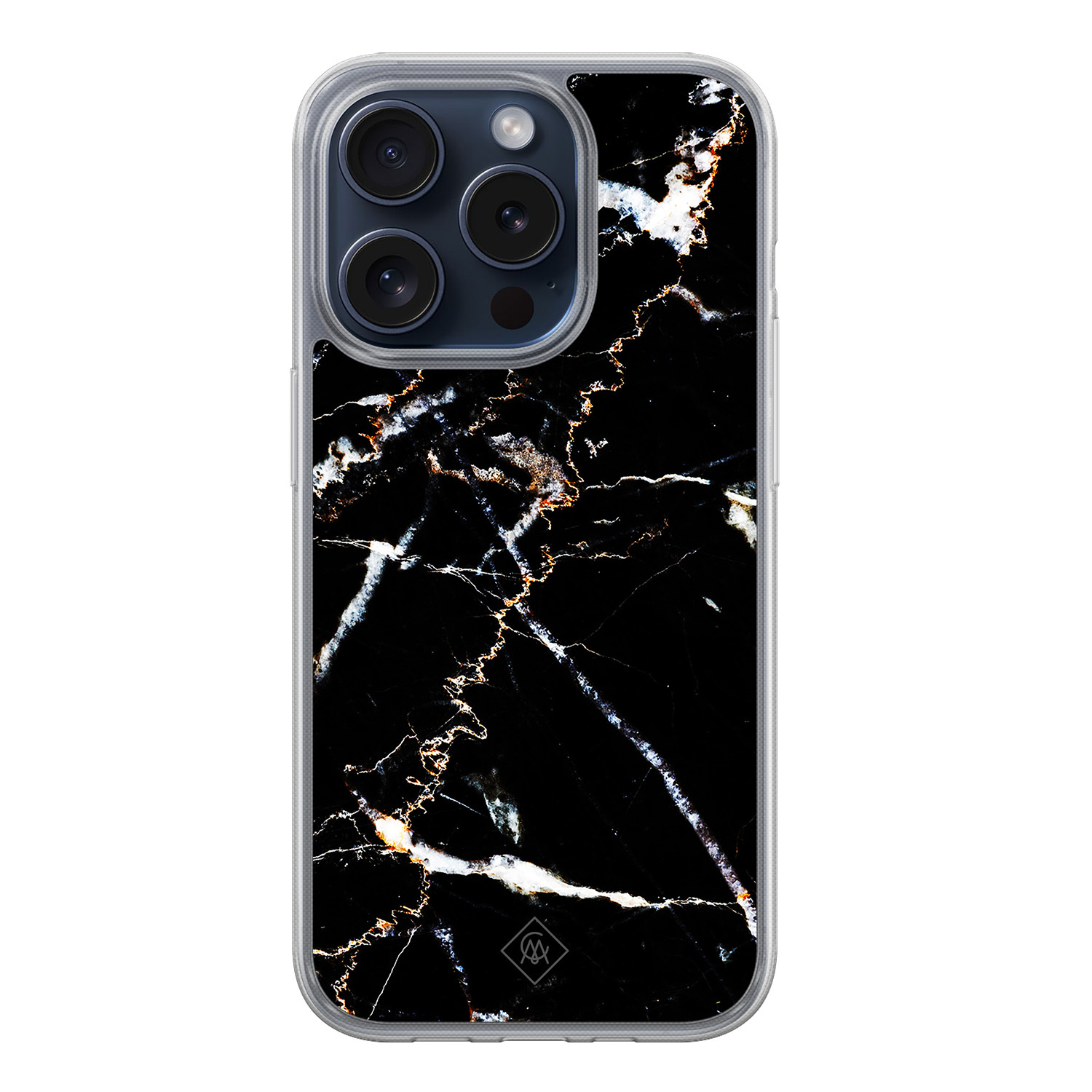 iPhone 15 Pro hybride hoesje - Marmer zwart