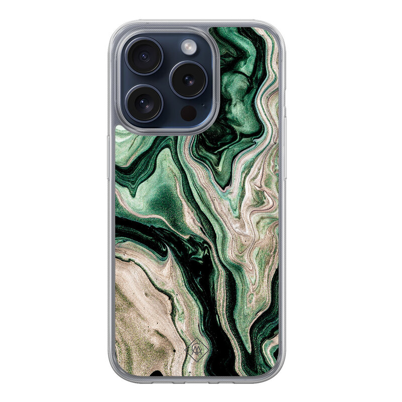 Casimoda iPhone 15 Pro hybride hoesje - Green waves
