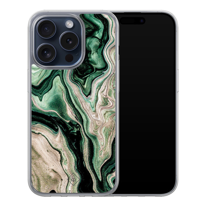 Casimoda iPhone 15 Pro hybride hoesje - Green waves