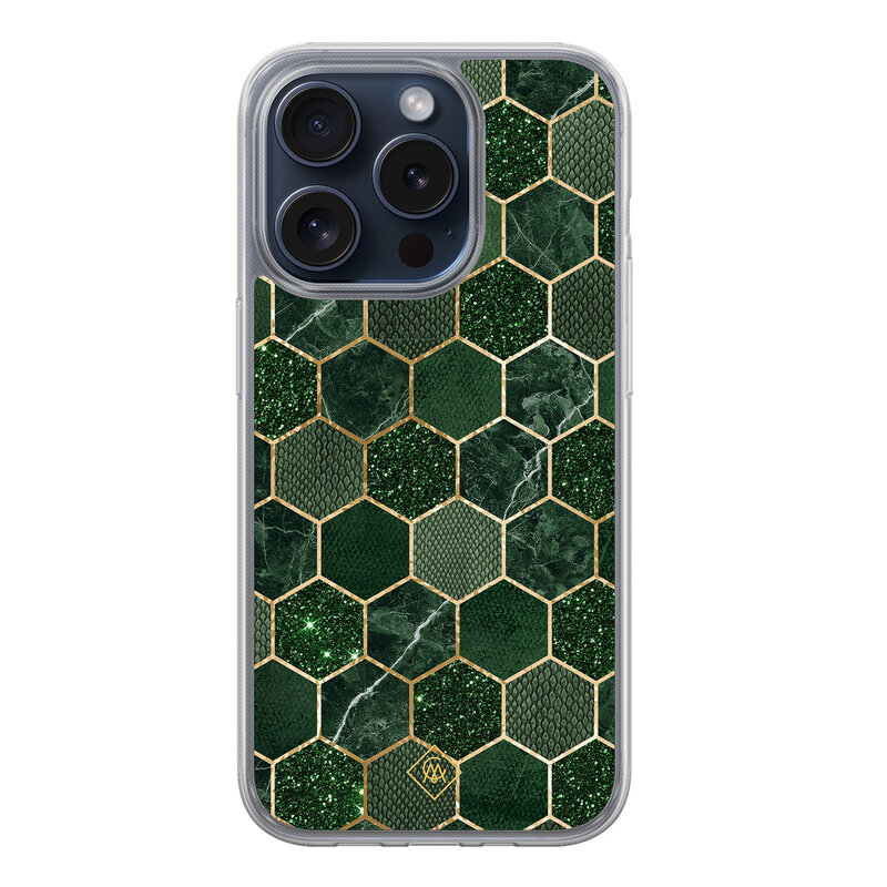 Casimoda iPhone 15 Pro hybride hoesje - Kubus groen