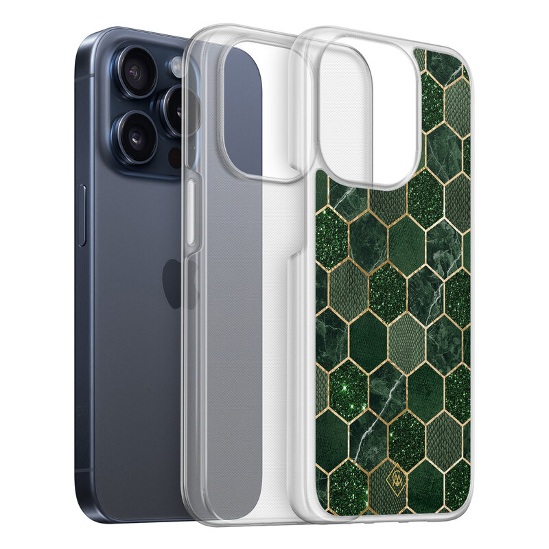 Casimoda iPhone 15 Pro hybride hoesje - Kubus groen