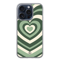 Casimoda iPhone 15 Pro hybride hoesje - Groen hart swirl