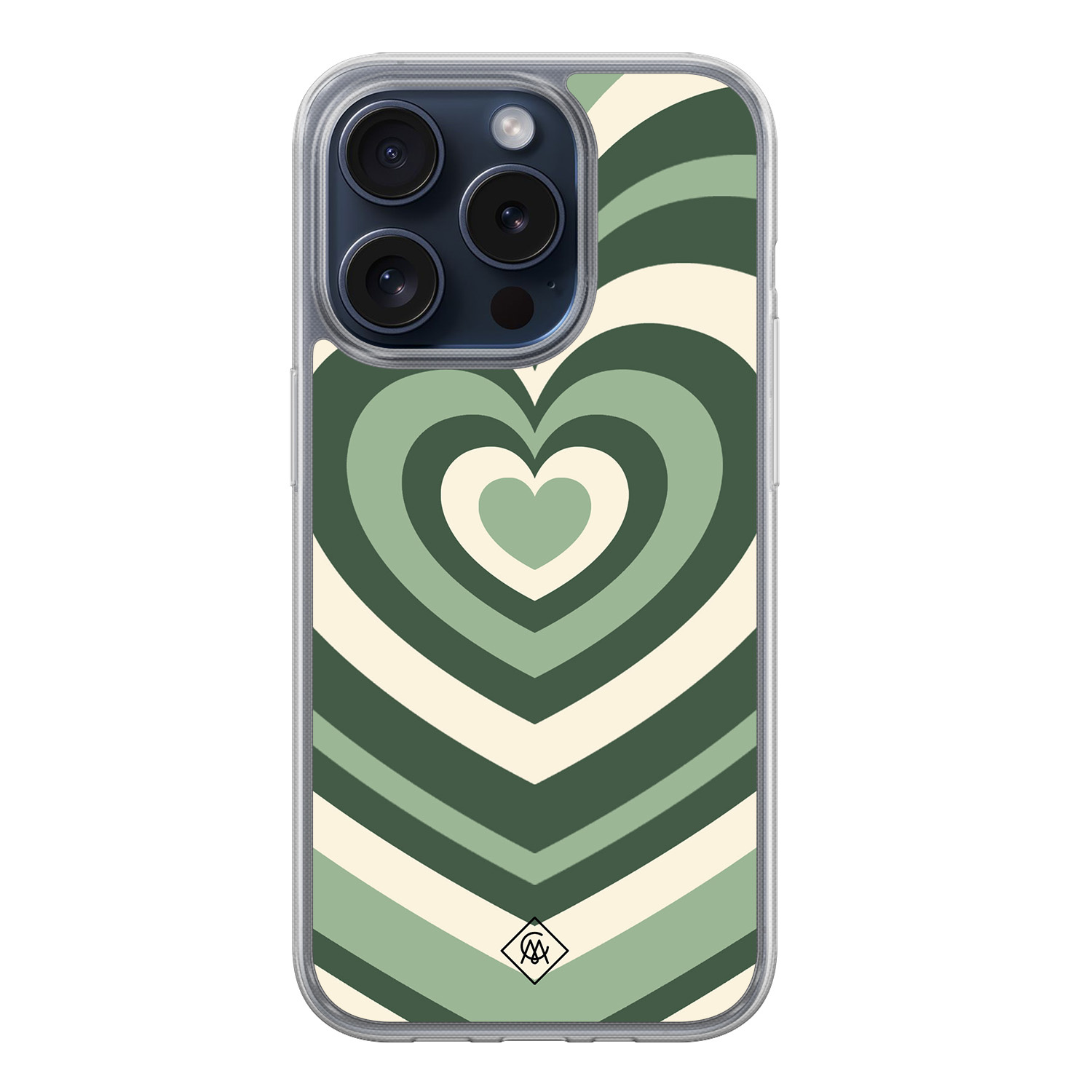 iPhone 15 Pro hybride hoesje Groen hart swirl