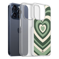 Casimoda iPhone 15 Pro hybride hoesje - Groen hart swirl