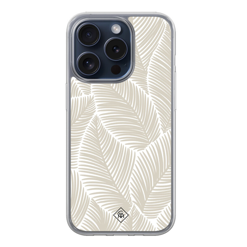 Casimoda iPhone 15 Pro hybride hoesje - Palmy leaves beige