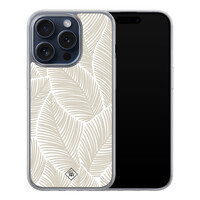 Casimoda iPhone 15 Pro hybride hoesje - Palmy leaves beige