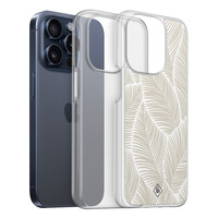 Casimoda iPhone 15 Pro hybride hoesje - Palmy leaves beige