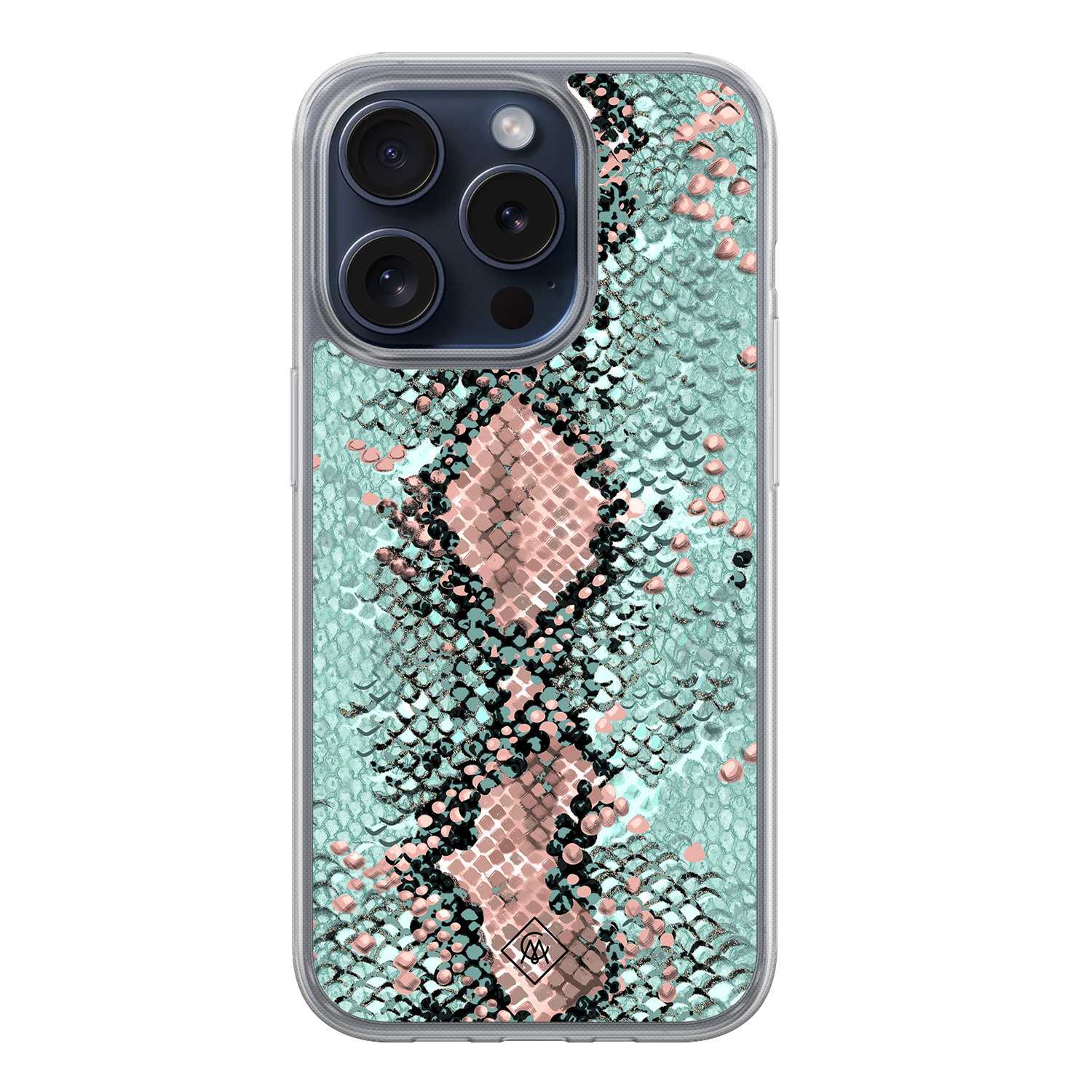 iPhone 15 Pro hybride hoesje - Snake pastel