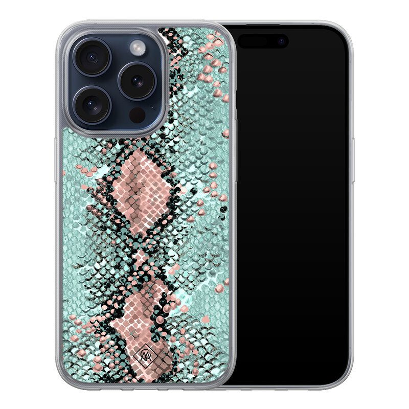 Casimoda iPhone 15 Pro hybride hoesje - Snake pastel