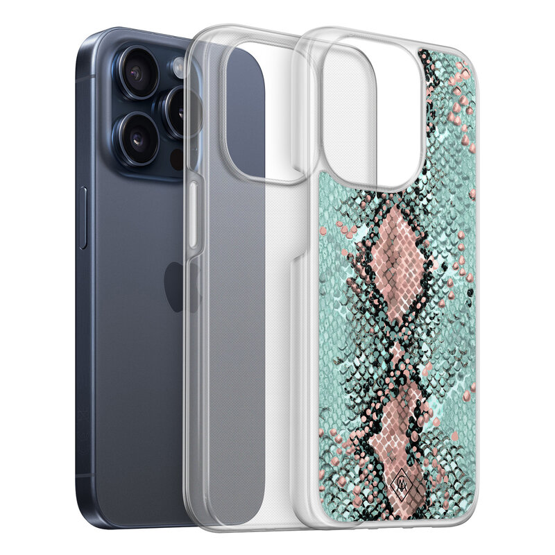 Casimoda iPhone 15 Pro hybride hoesje - Snake pastel