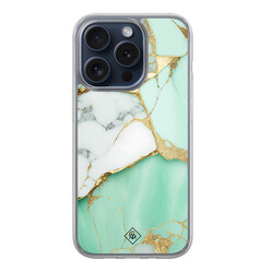 Casimoda iPhone 15 Pro hybride hoesje - Marmer mintgroen