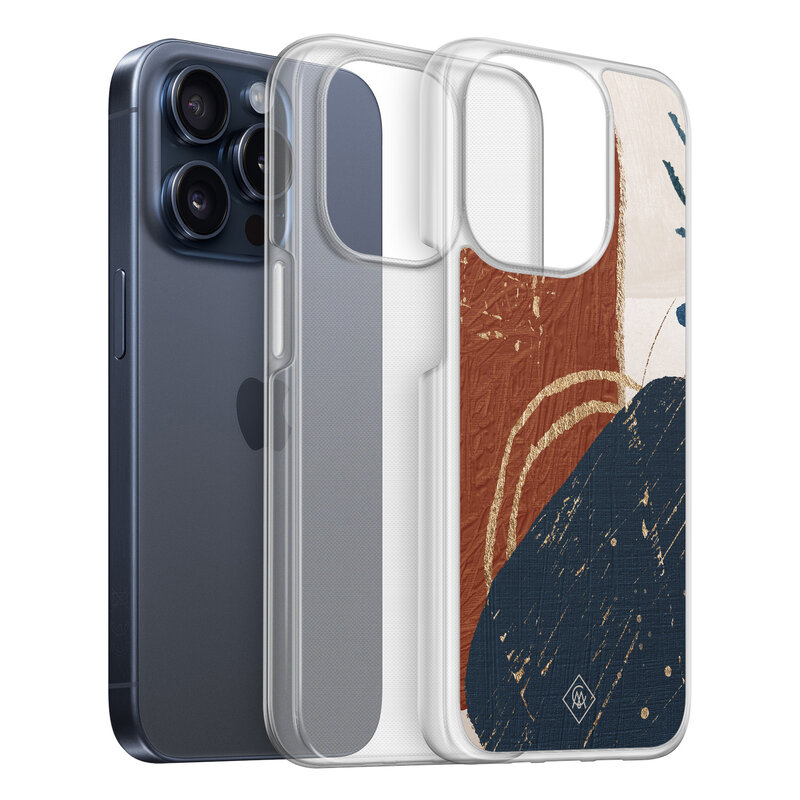 Casimoda iPhone 15 Pro hybride hoesje - Abstract terracotta