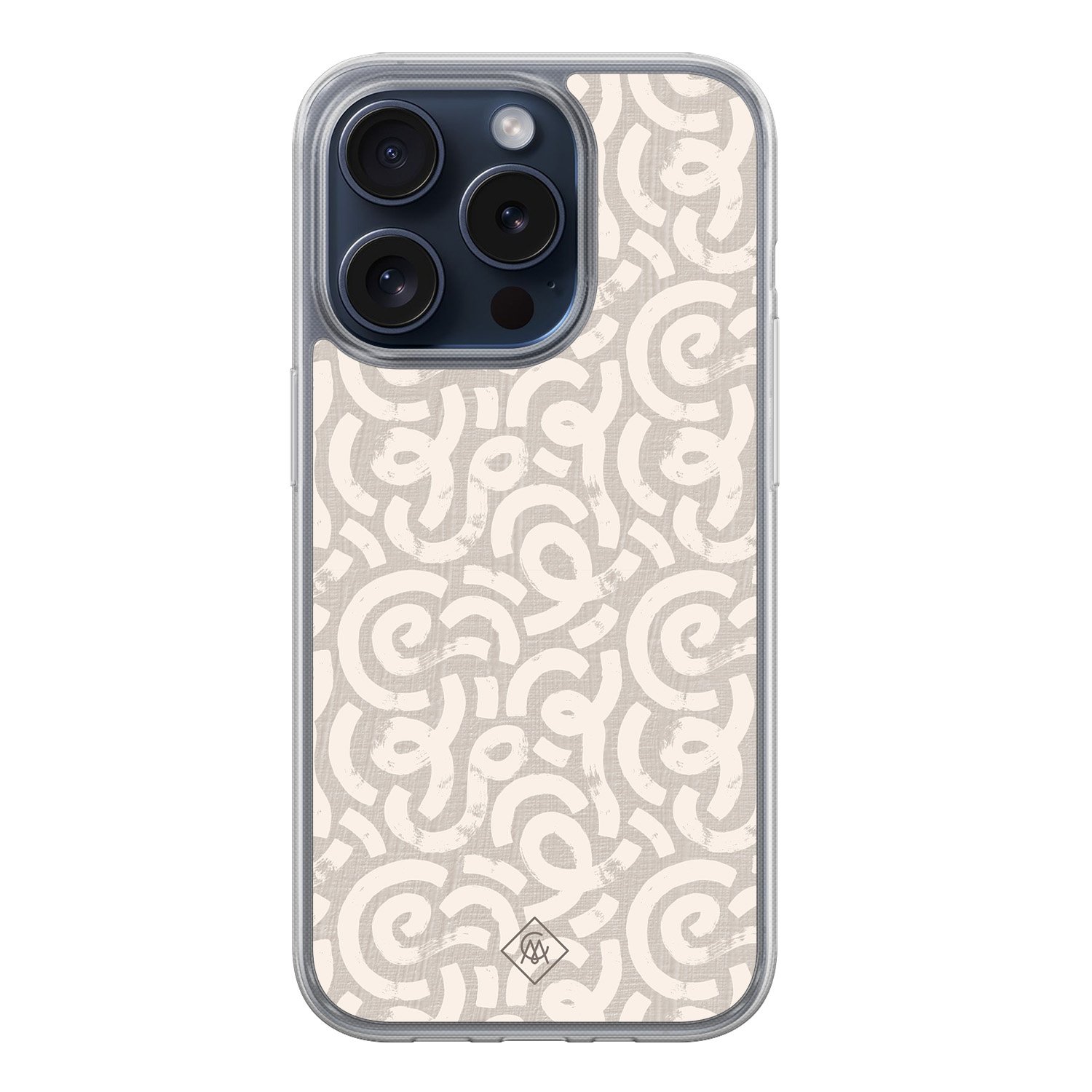 iPhone 15 Pro hybride hoesje - Ivory abstraction