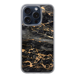 Casimoda iPhone 15 Pro hybride hoesje - Marmer grijs brons