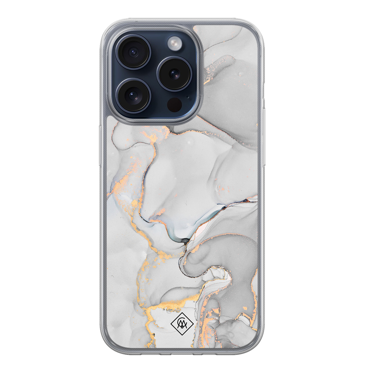 iPhone 15 Pro hybride hoesje - Marmer grijs