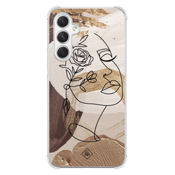 Casimoda Samsung Galaxy A54 shockproof hoesje - Abstract gezicht bruin