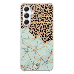 Casimoda Samsung Galaxy A54 shockproof hoesje - Luipaard marmer mint