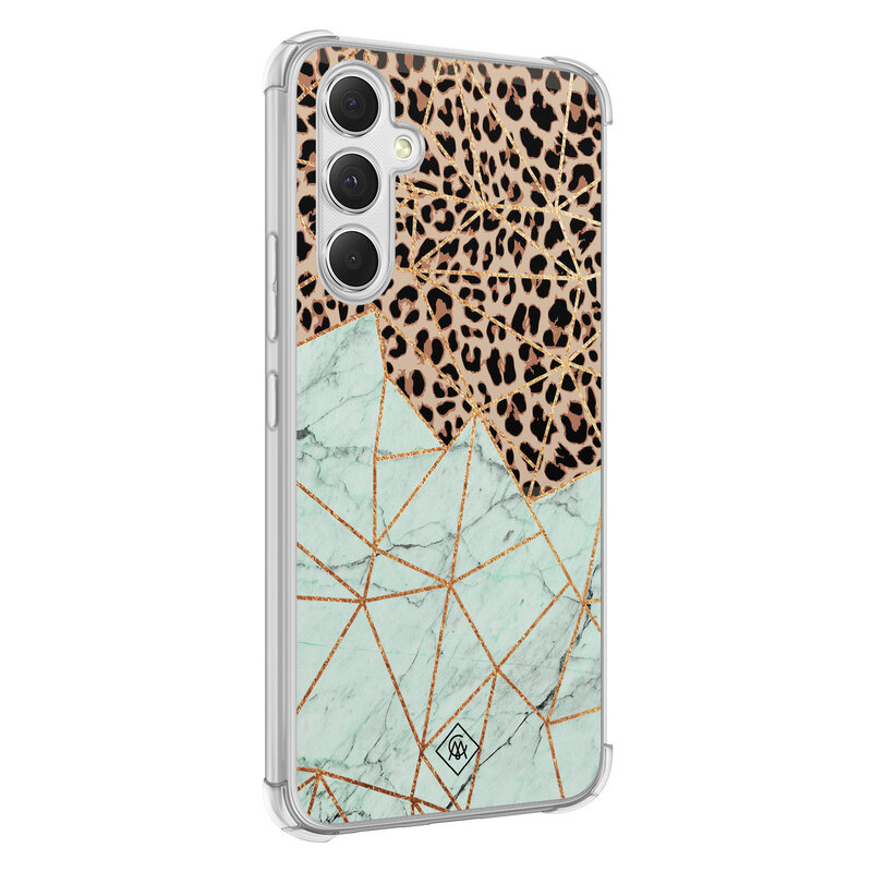 Casimoda Samsung Galaxy A54 shockproof hoesje - Luipaard marmer mint