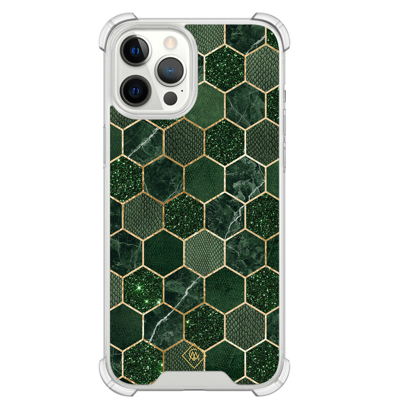 Casimoda iPhone 12 Pro Max shockproof hoesje - Kubus groen