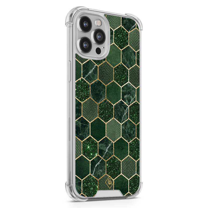 Casimoda iPhone 12 Pro Max shockproof hoesje - Kubus groen