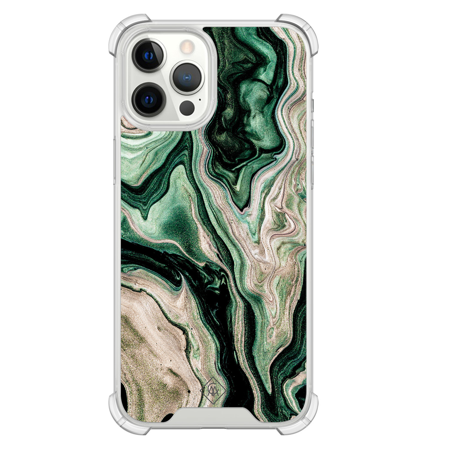 iPhone 12 Pro Max shockproof hoesje - Green waves