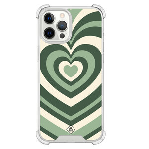 Casimoda iPhone 12 Pro Max shockproof hoesje - Groen hart swirl