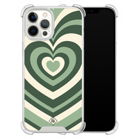 Casimoda iPhone 12 Pro Max shockproof hoesje - Groen hart swirl