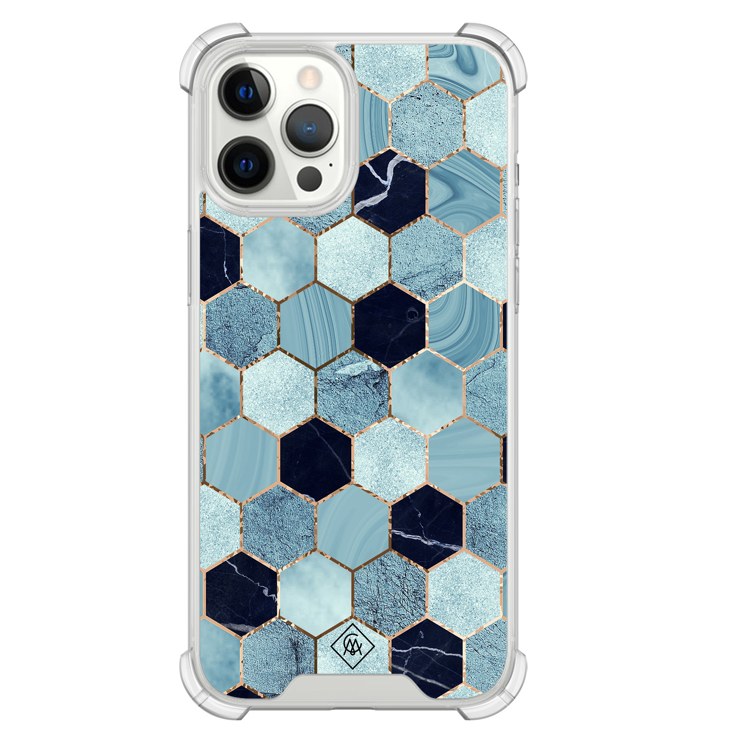 iPhone 12 Pro Max shockproof hoesje - Blue cubes