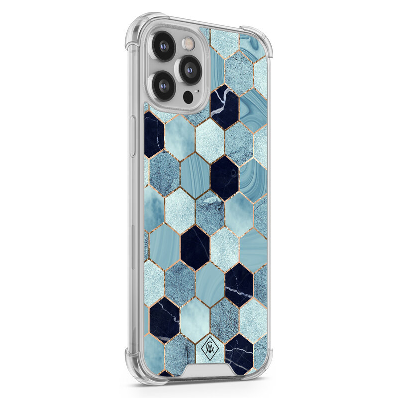 Casimoda iPhone 12 Pro Max shockproof hoesje - Blue cubes