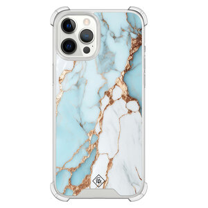 Casimoda iPhone 12 Pro Max shockproof hoesje - Marmer lichtblauw