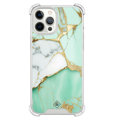 Casimoda iPhone 12 Pro Max shockproof hoesje - Marmer mintgroen