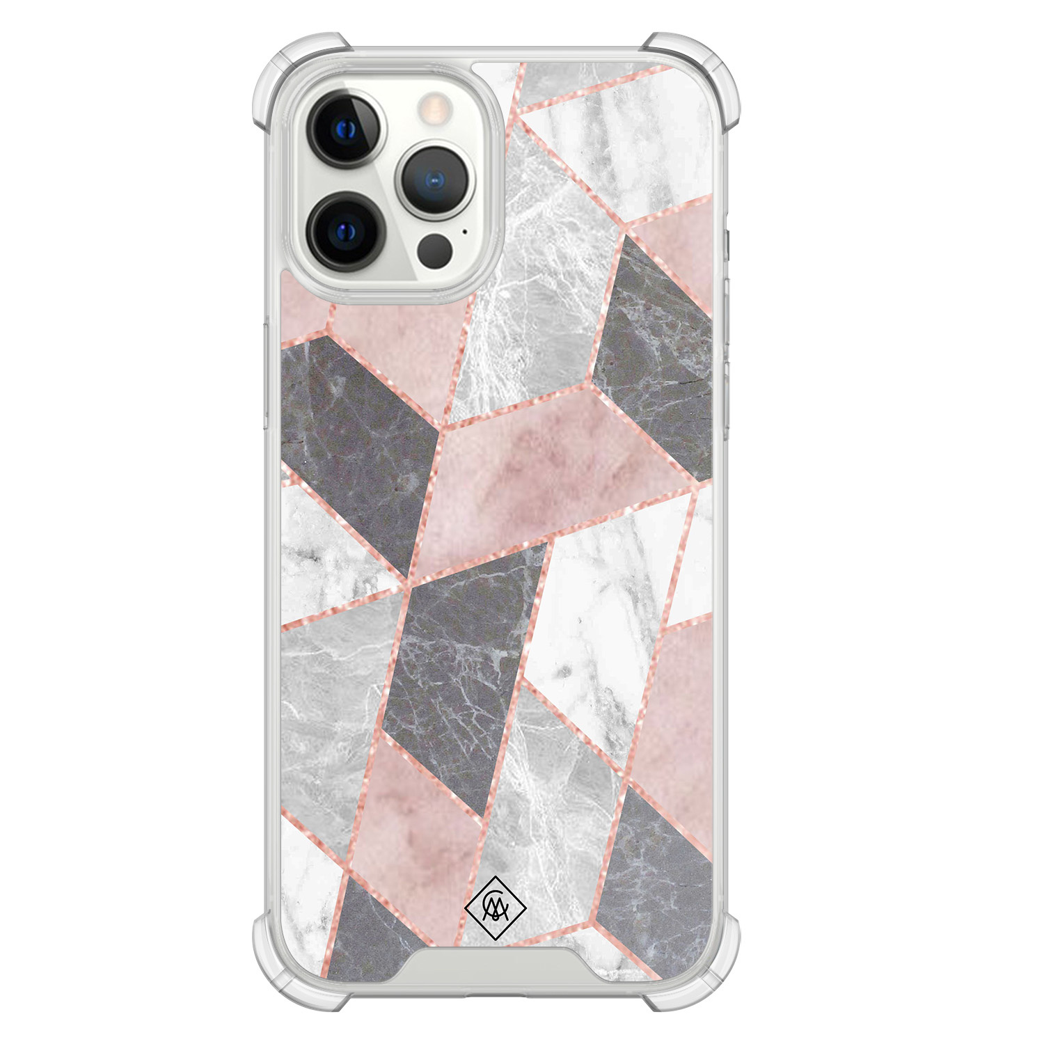 iPhone 12 Pro Max shockproof hoesje - Stone grid