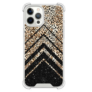 Casimoda iPhone 12 Pro Max shockproof hoesje - Chevron luipaard