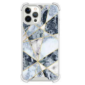Casimoda iPhone 12 Pro Max shockproof hoesje - Marmer blauw