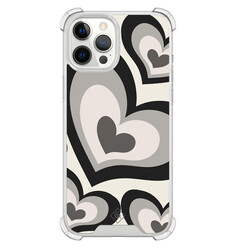 Casimoda iPhone 12 Pro Max shockproof hoesje - Hart swirl zwart
