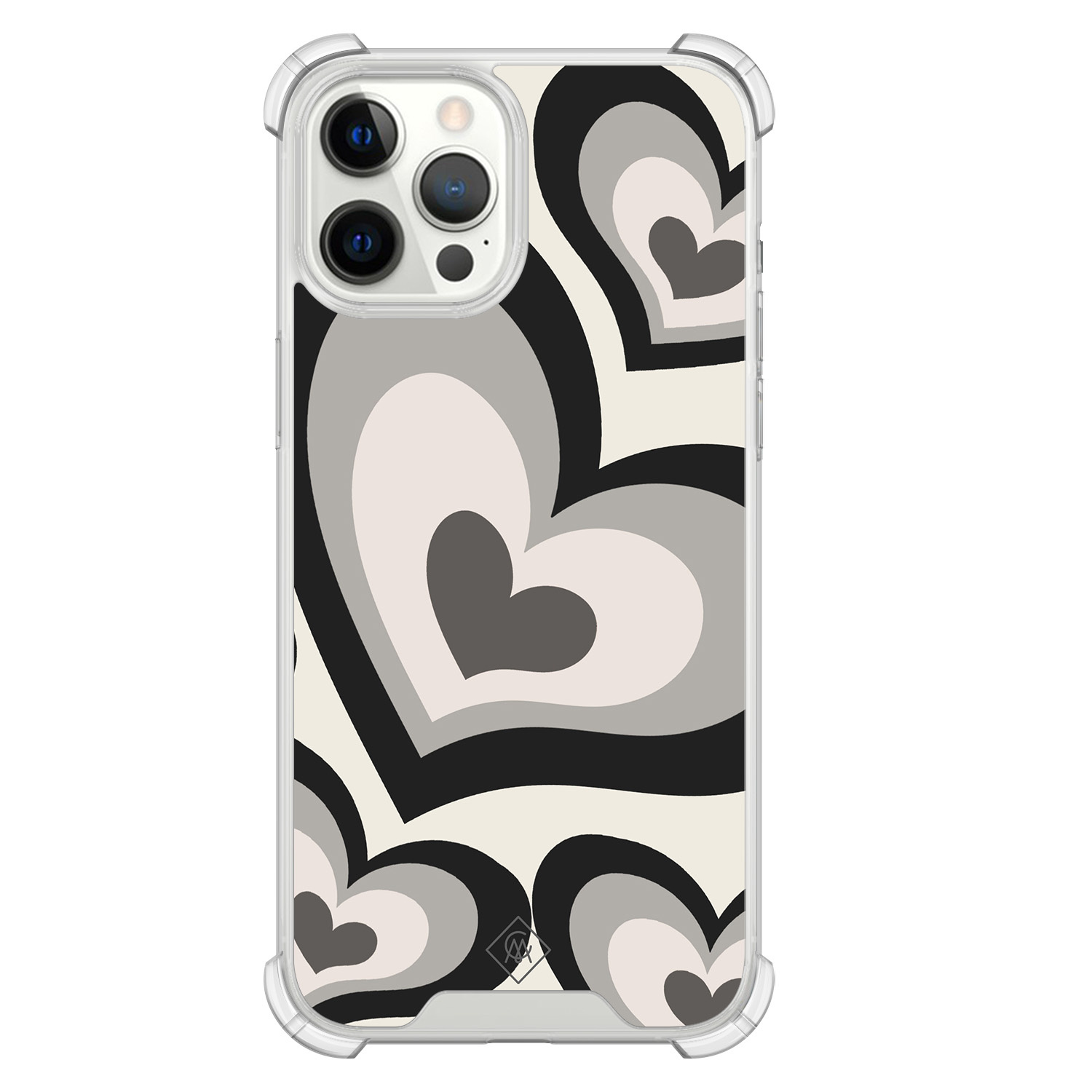 iPhone 12 Pro Max shockproof hoesje - Hart swirl zwart