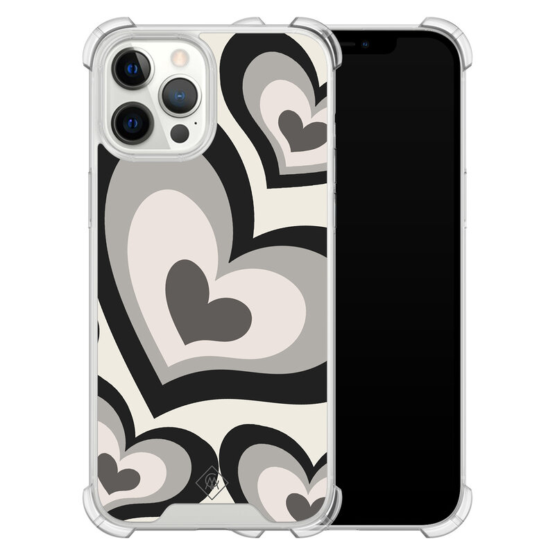 Casimoda iPhone 12 Pro Max shockproof hoesje - Hart swirl zwart