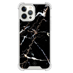 Casimoda iPhone 12 Pro Max shockproof hoesje - Marmer zwart