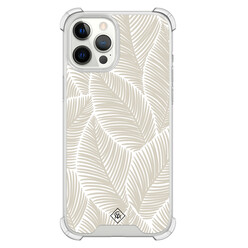 Casimoda iPhone 12 Pro Max shockproof hoesje - Palmy leaves beige
