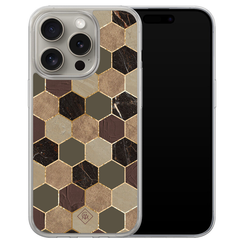 Casimoda iPhone 15 Pro Max hybride hoesje - Kubus groen bruin