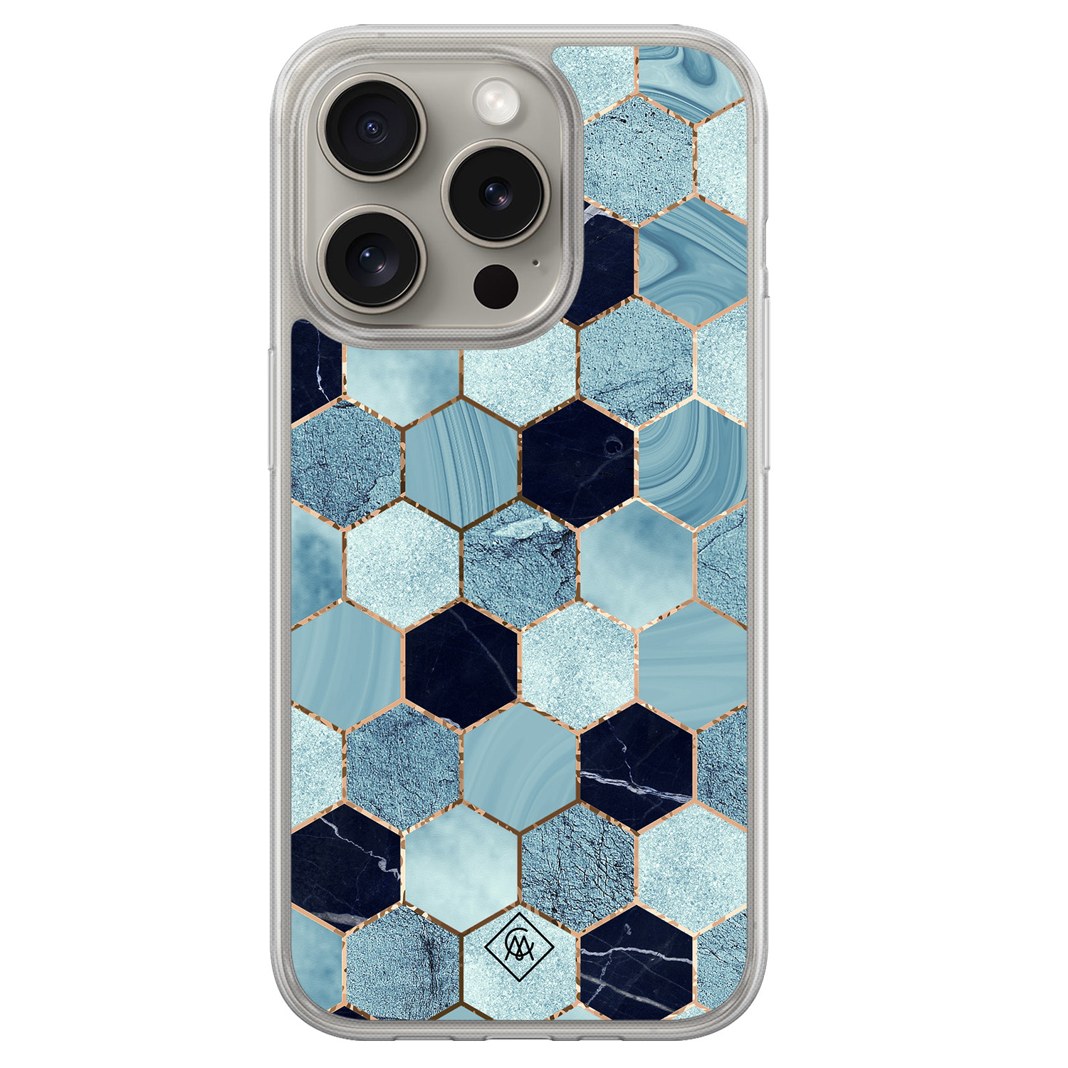 iPhone 15 Pro Max hybride hoesje - Blue cubes